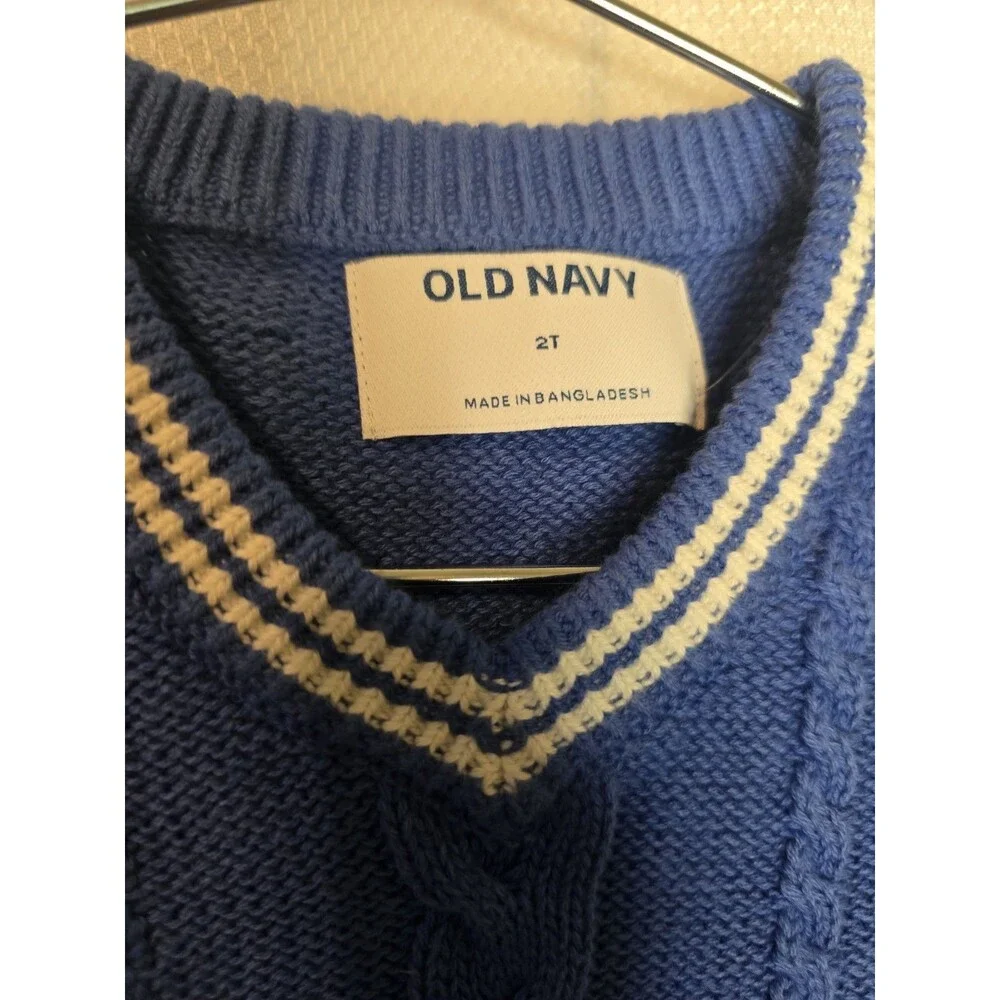 Old Navy Boys Navy Solid V-Neck Knit Sweater Vest Sleeveless Regular T2. 10-12